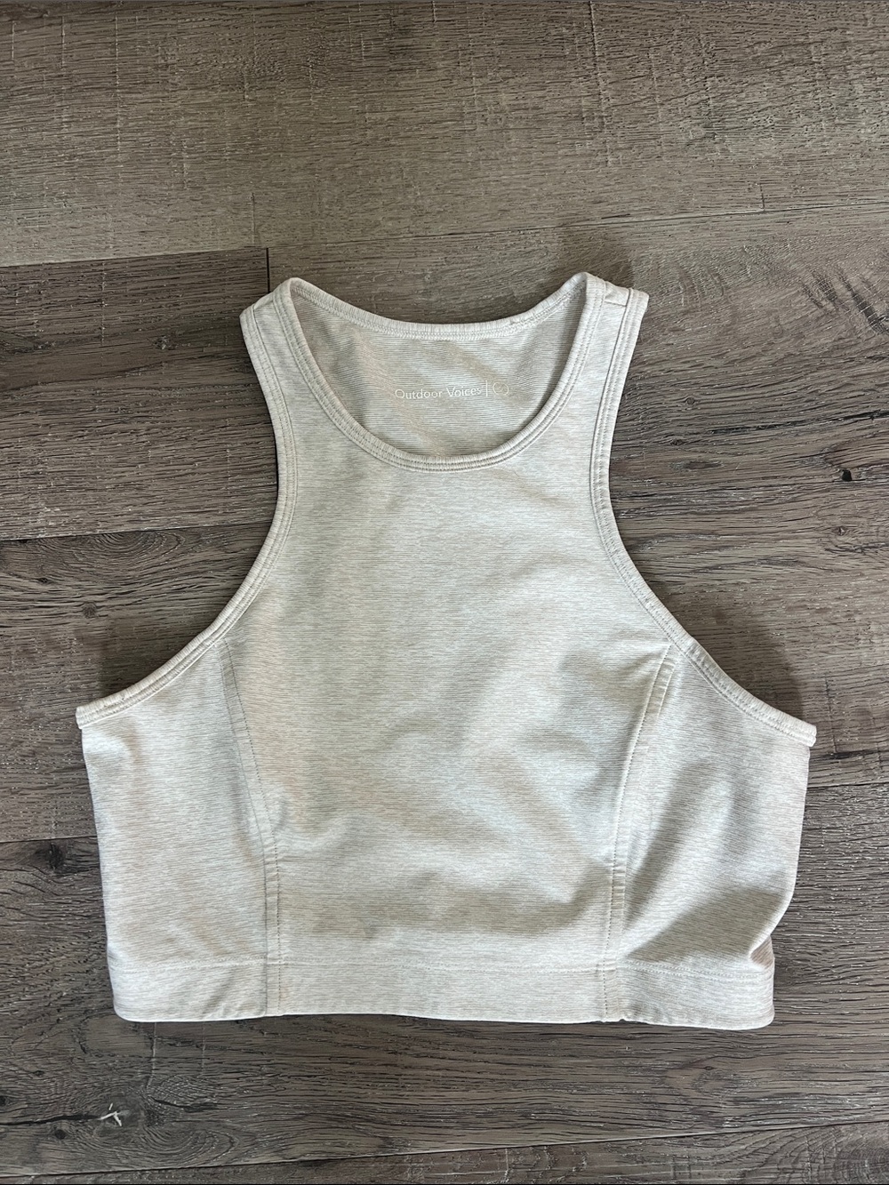 Outdoor voices Women’s High-Neck Crop Tank/bra Top, Heathered cream